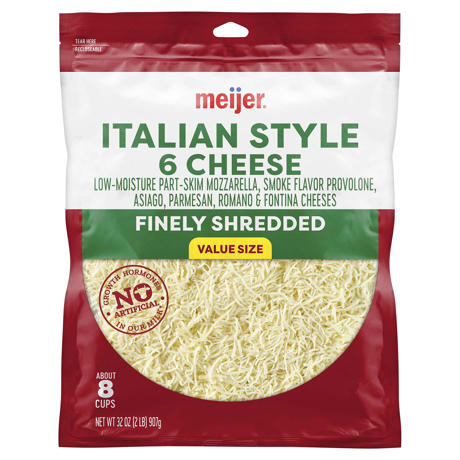 slide 1 of 2, Meijer Finely Shredded Fancy Italian Cheese, 32 oz