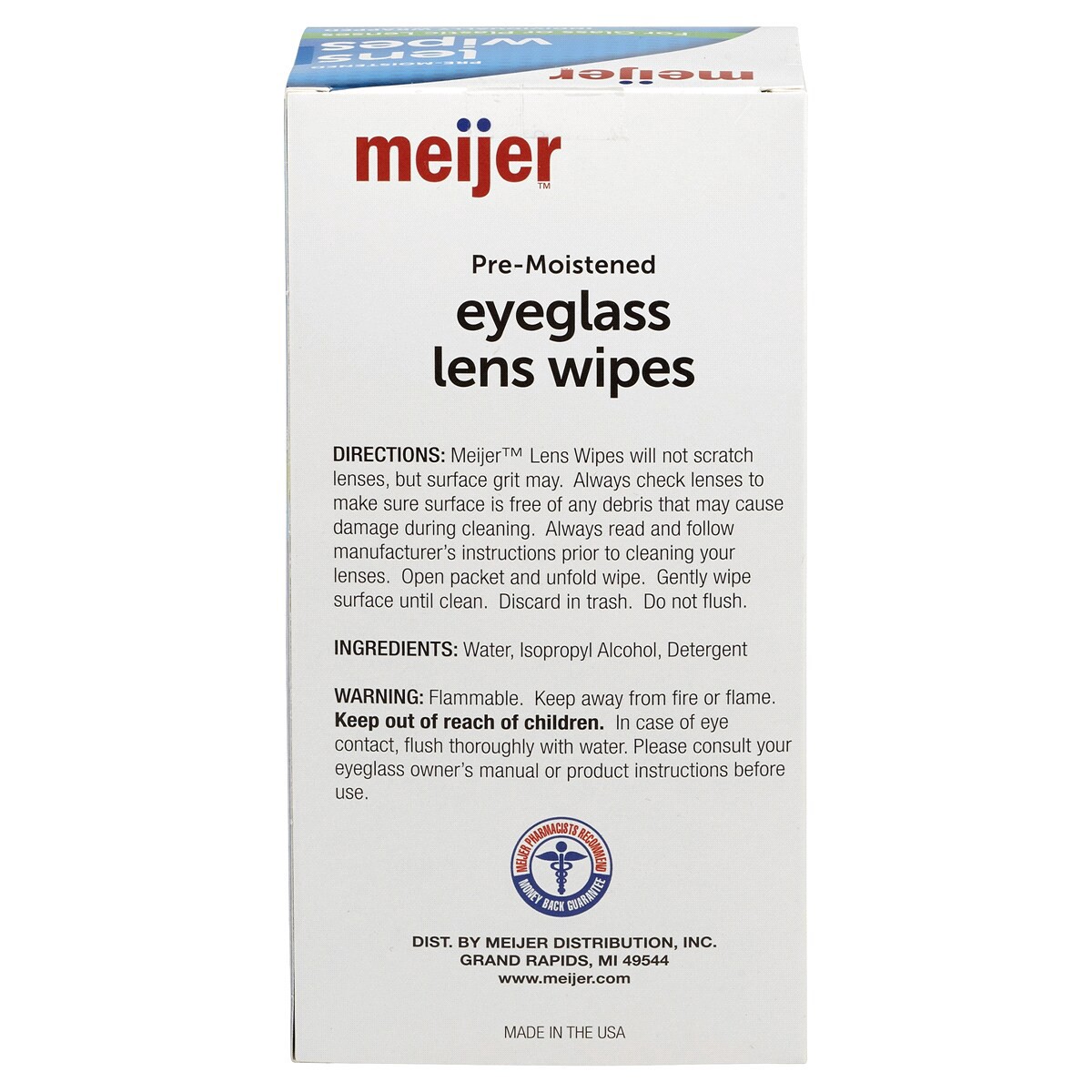 slide 2 of 2, Meijer Pre-Moistened Lens Wipes, 100 ct