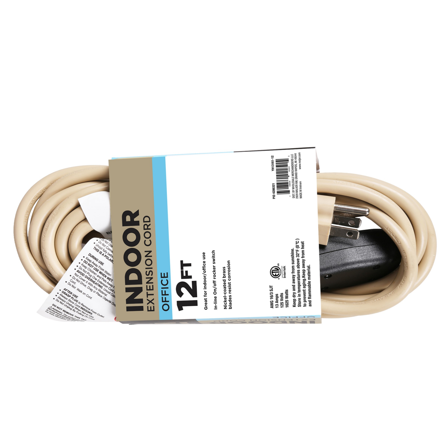slide 2 of 3, Meijer Office 3 Outlet Cord, Beige, 12 Ft, 12 ft