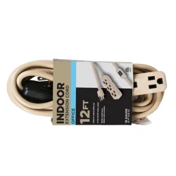 Meijer Office 3 Outlet Cord, Beige, 12 Ft