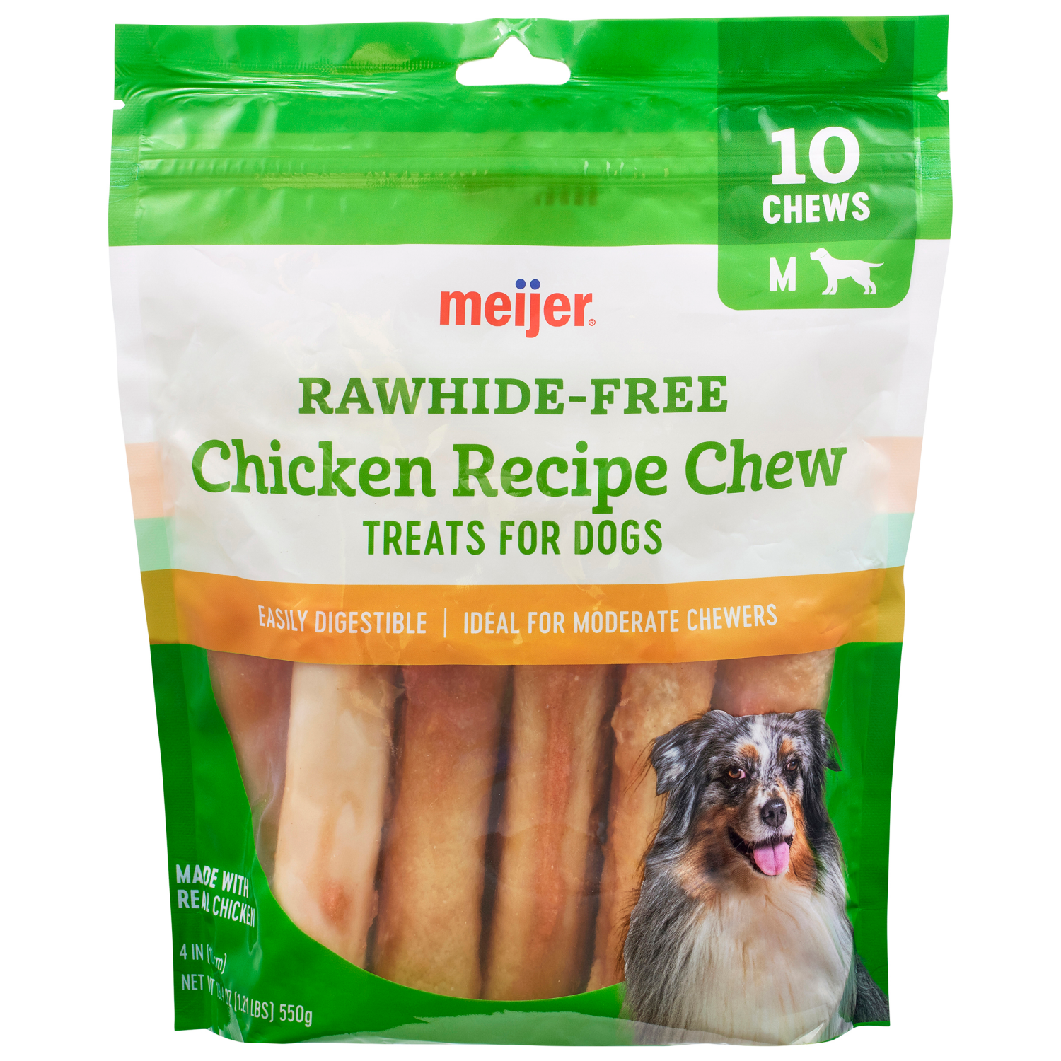 slide 1 of 3, Meijer Rawhide Free Chicken Recipe Chew Medium Roll, 10 ct