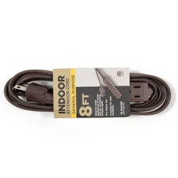 Meijer Indoor Extension Cord Ec850608, 16/3 Spt-2 Brown, 8 Ft