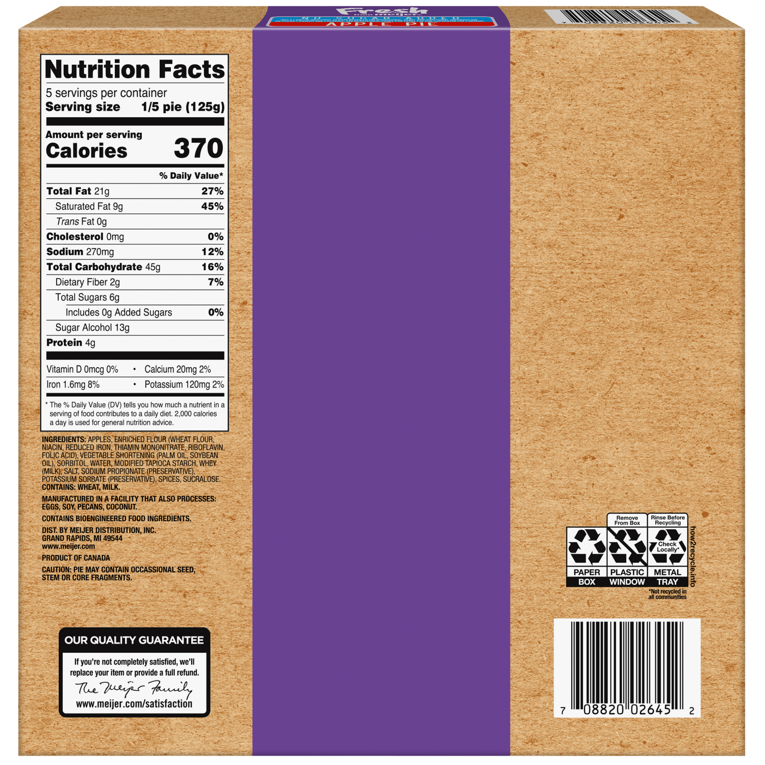 slide 2 of 2, Fresh from Meijer 8" No Sugar Added Apple Pie, 22 oz, 22 oz