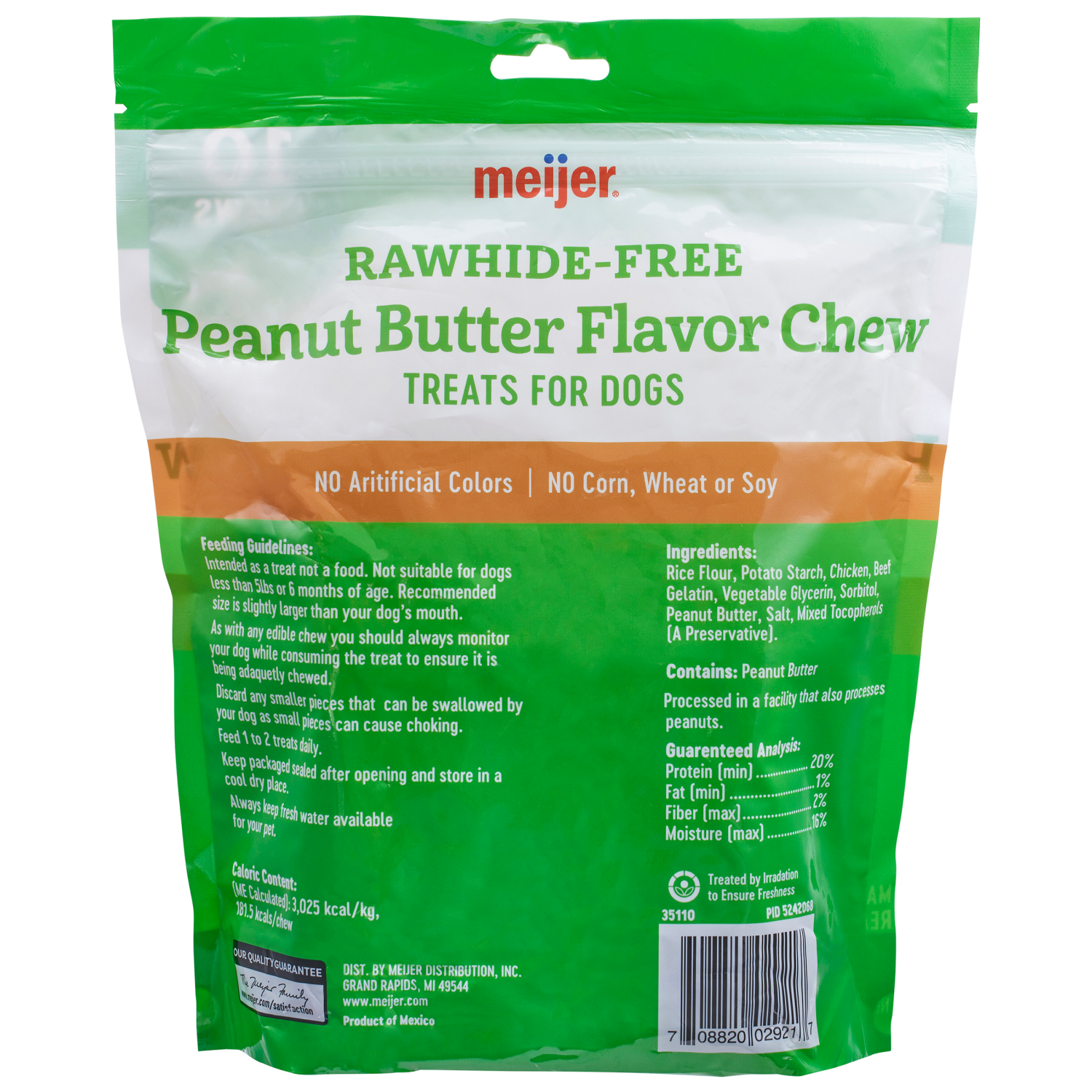 slide 2 of 3, Meijer Rawhide Free Peanut Butter Recipe Chew Medium Roll, 10 ct