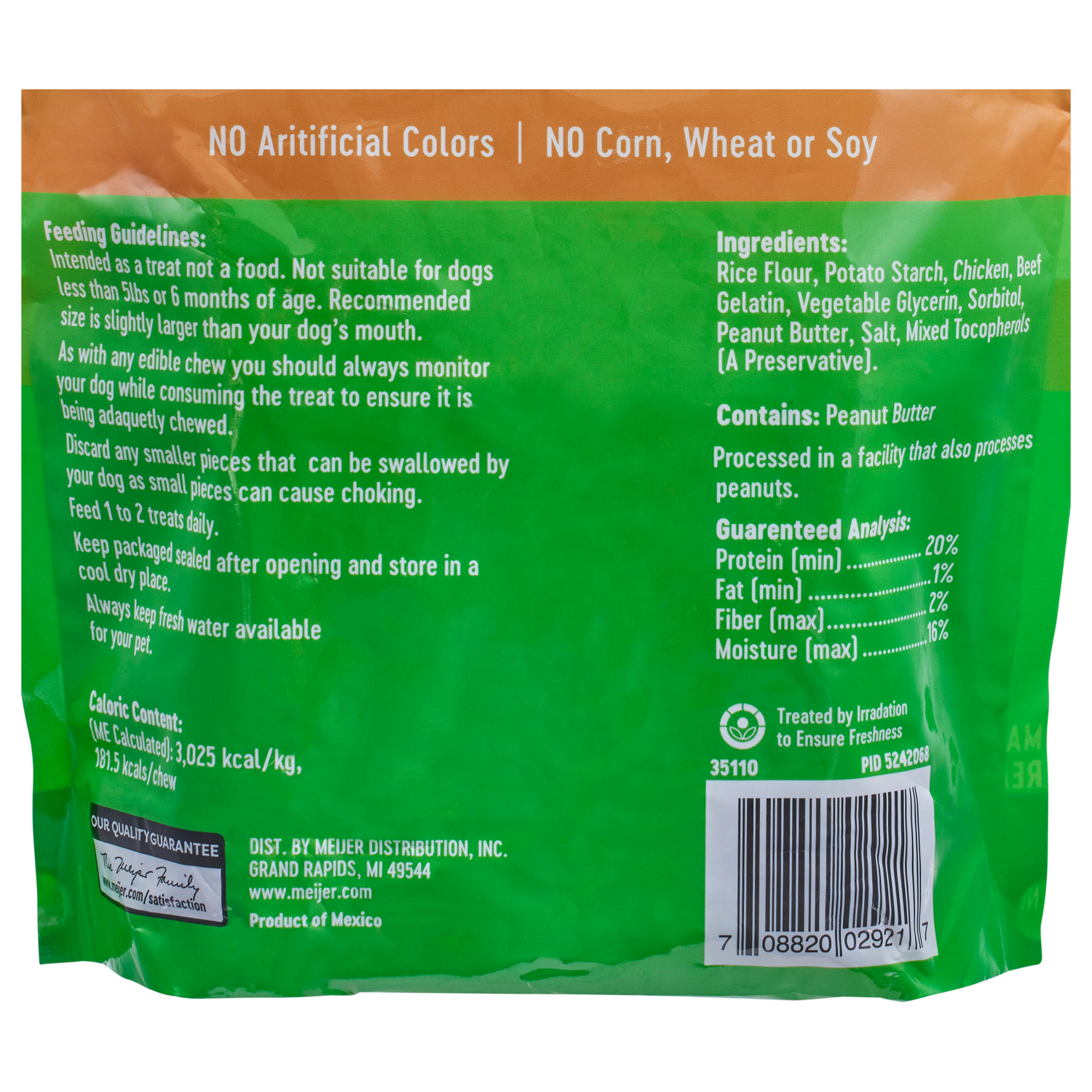 slide 3 of 3, Meijer Rawhide Free Peanut Butter Recipe Chew Medium Roll, 10 ct