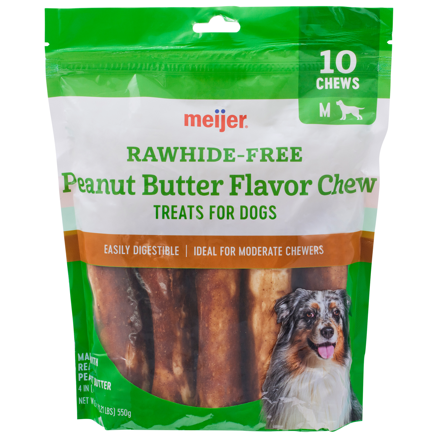 slide 1 of 3, Meijer Rawhide Free Peanut Butter Recipe Chew Medium Roll, 10 ct