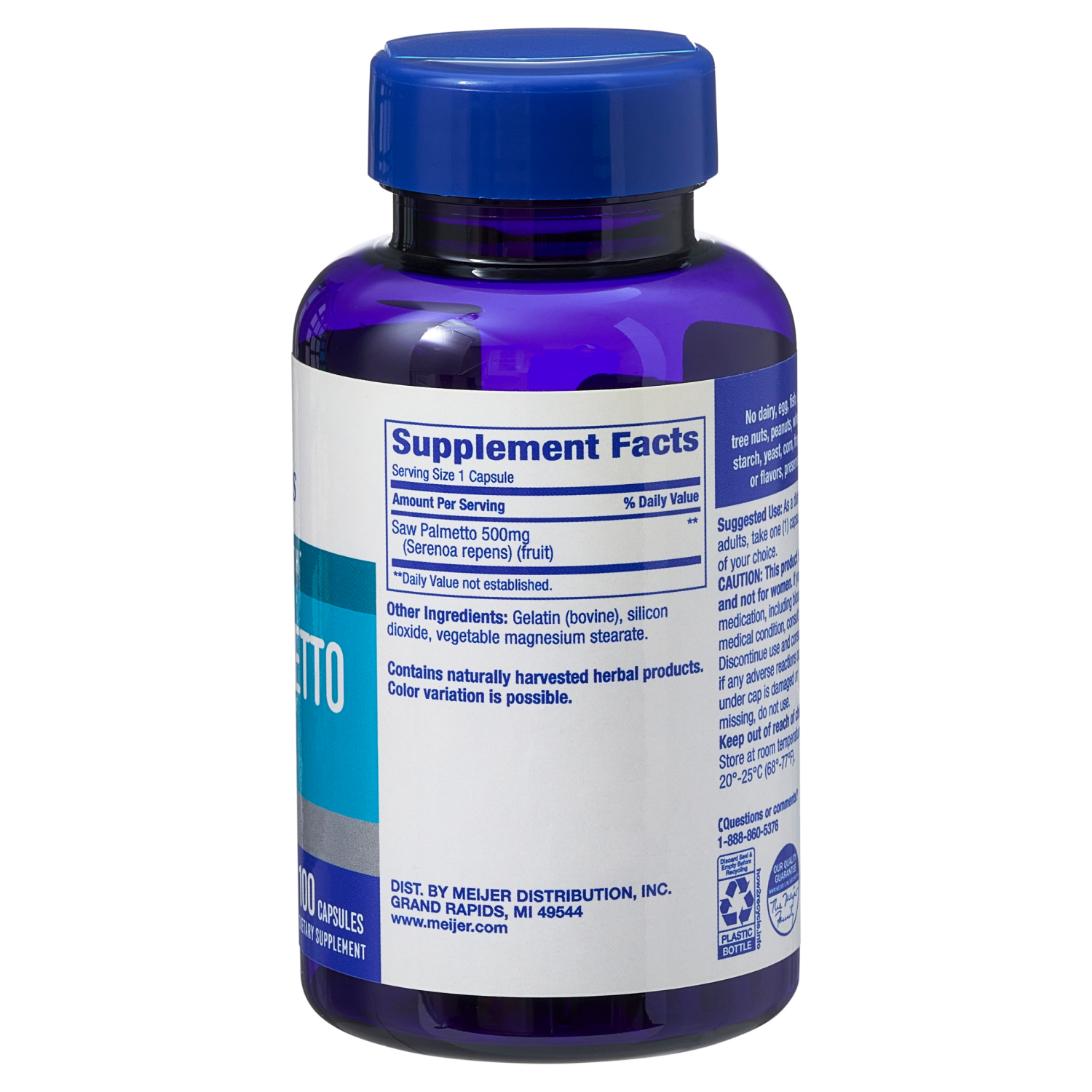 slide 2 of 2, MEIJER WELLNESS Meijer Herbal Saw Palmetto Capsules, 100 ct; 500 mg