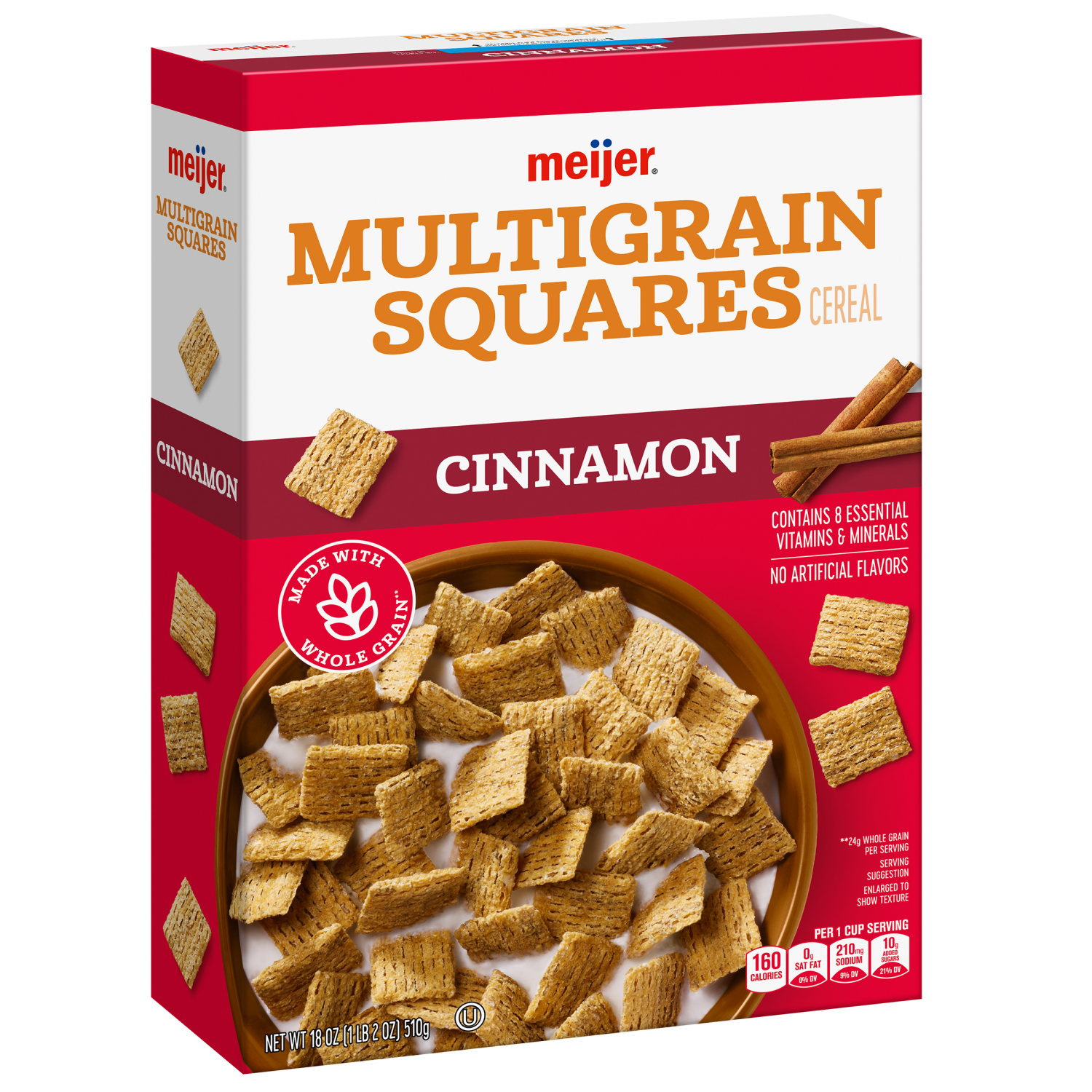 slide 6 of 8, Meijer Multigrain Cinnamon Squares, 18 oz