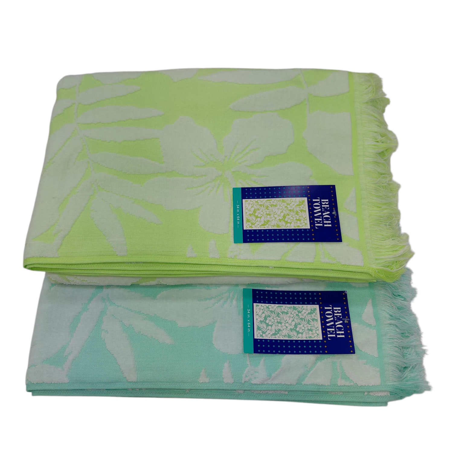 slide 7 of 8, Meijer Corporate Seasonal MCS SAND FRIENDLY TOWEL HIBISCUS LIME, 34 x 64 