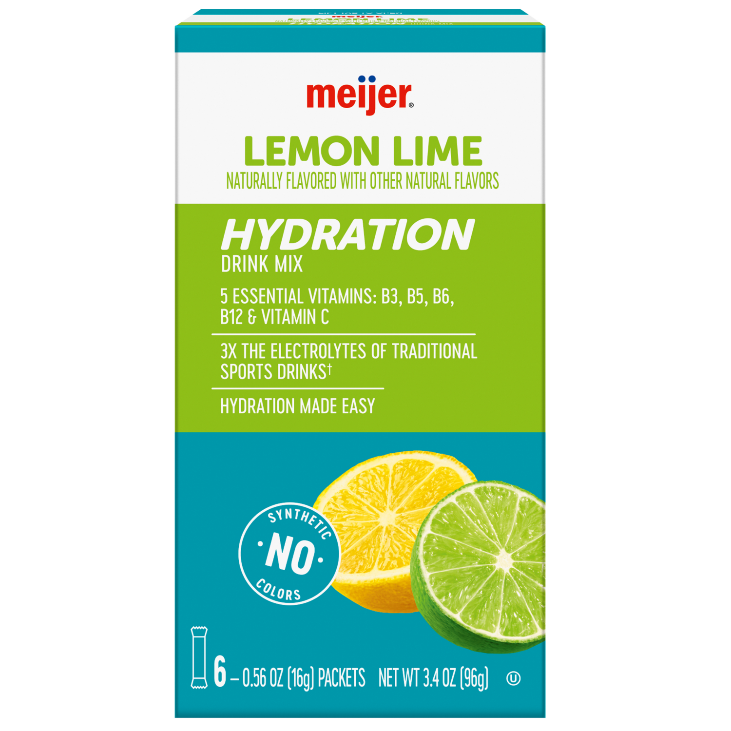 slide 1 of 8, Meijer Lemon Lime Hydration Drink Mix - 6 ct, 6 ct