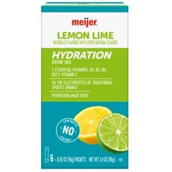 Meijer Lemon Lime Hydration Drink Mix - 6 ct