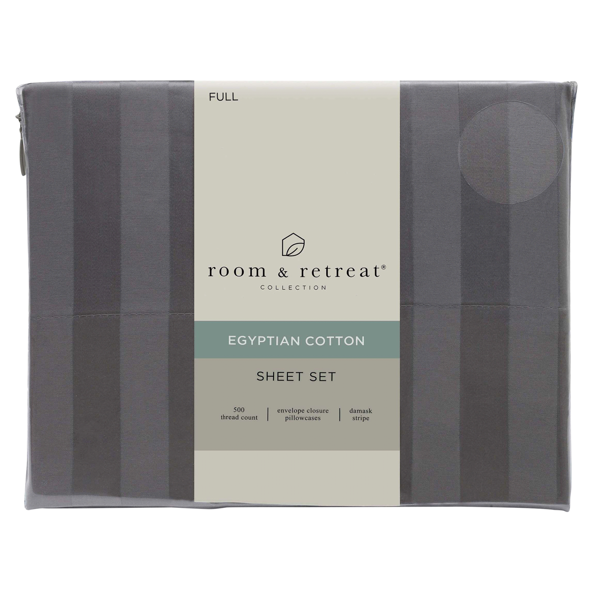 slide 1 of 2, Home Egyptian Cotton 500TC Sheet Set, Full, Grey, Full Size