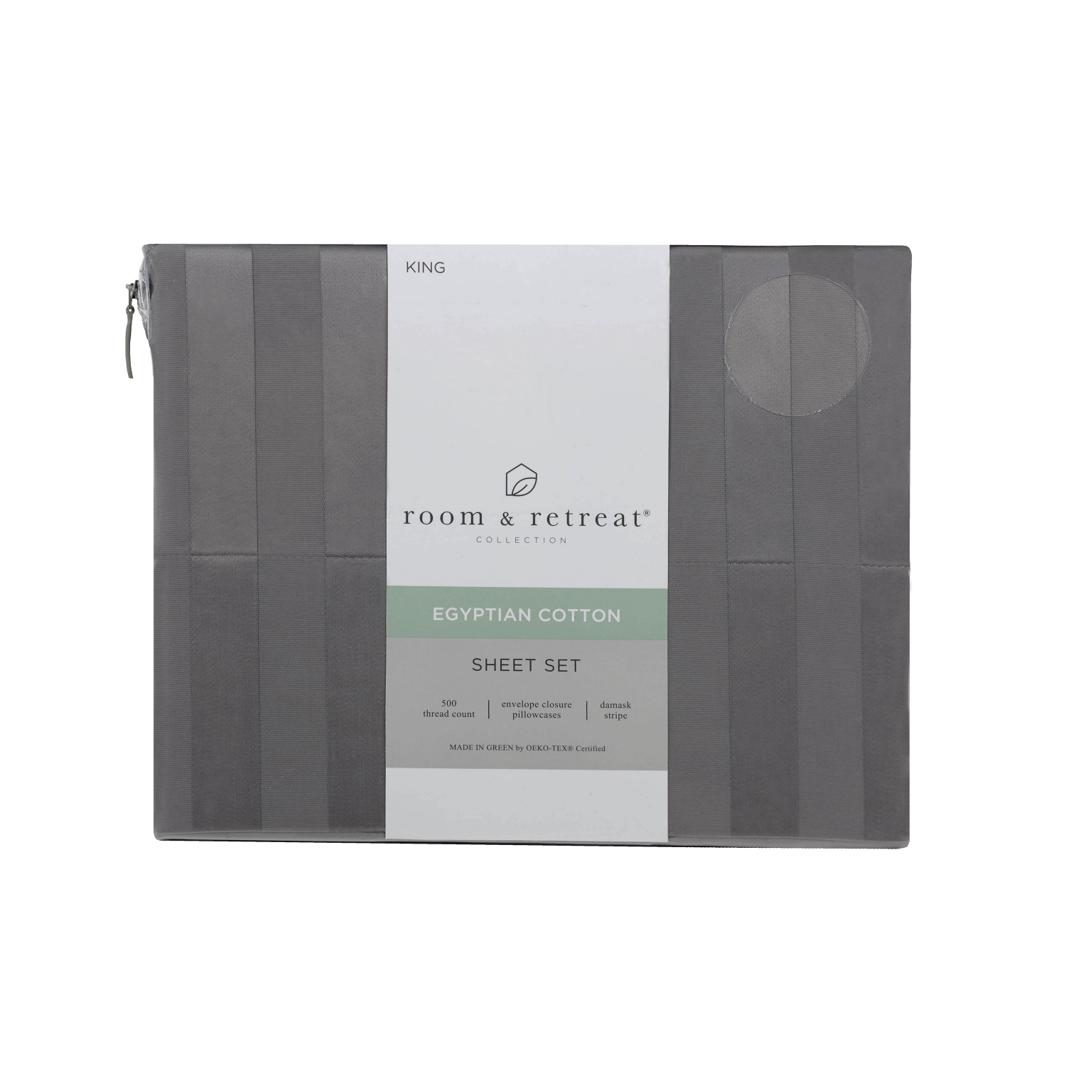 slide 1 of 2, Home Damask 500TC Egyptian Cotton Sheet Set, King, Frost Grey, King Size