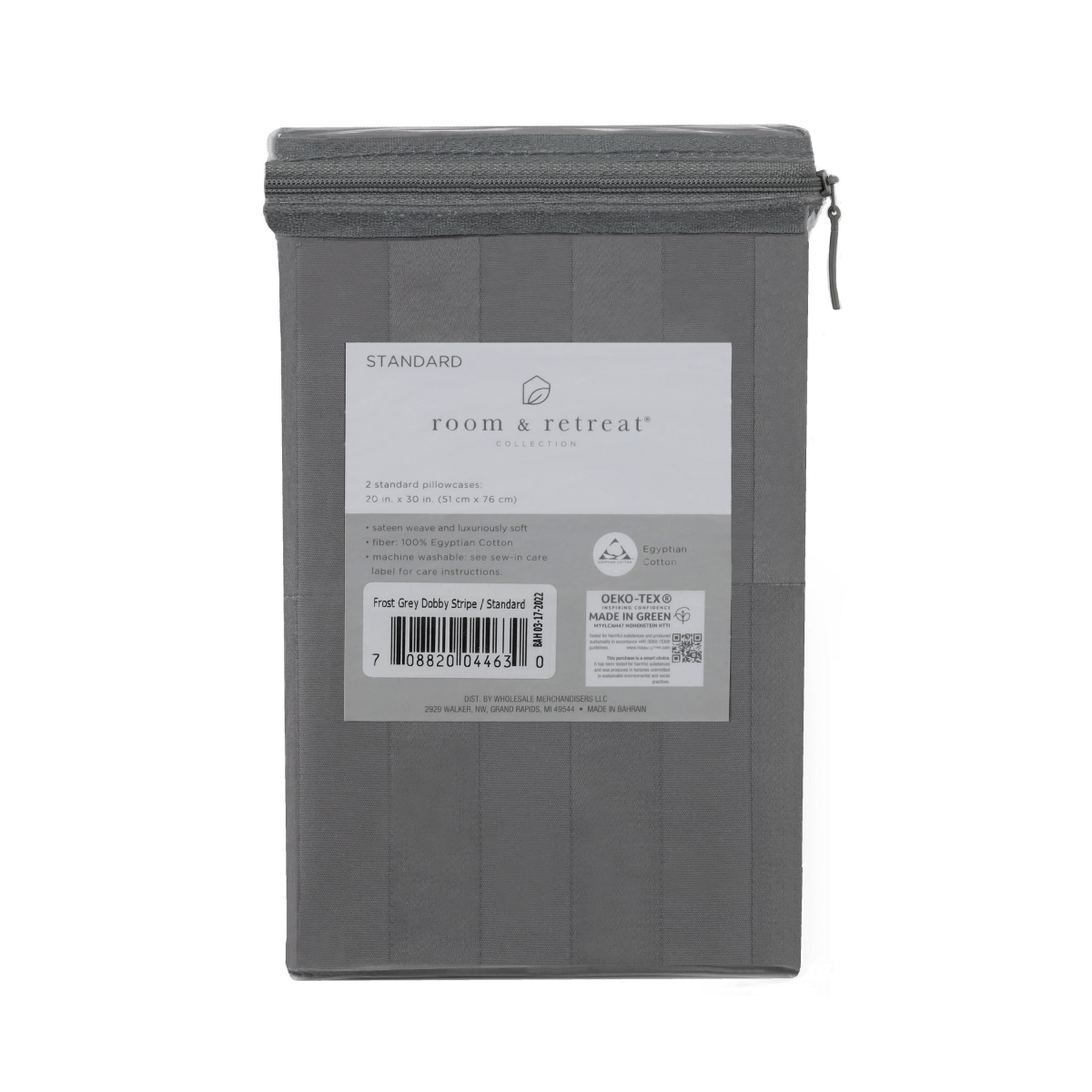 slide 2 of 2, Room & Retreat Home Damask 500TC Egyptian Cotton Pillowcases, Standard, Frost Grey, 1 ct