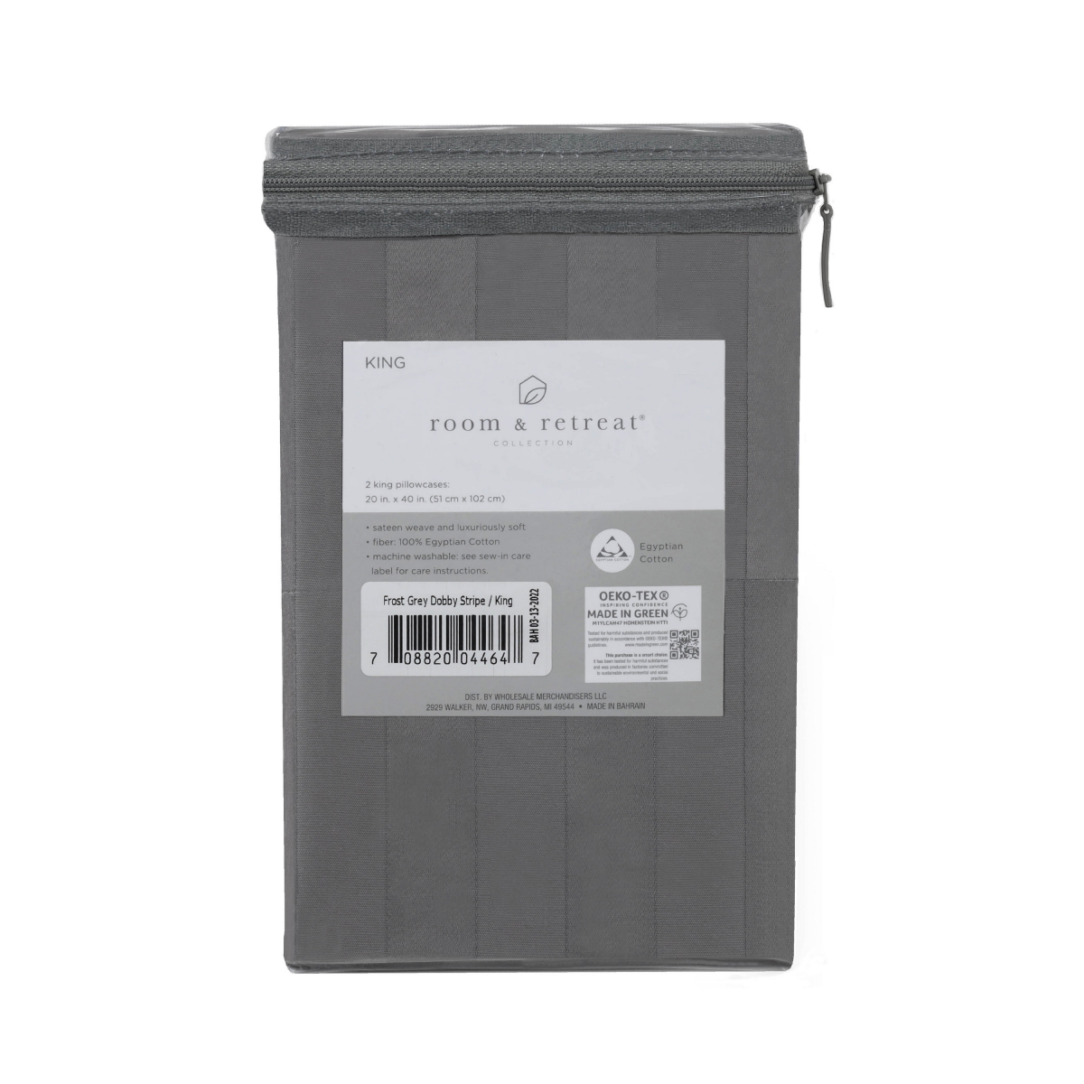 slide 2 of 2, Room & Retreat Home Damask 500TC Egyptian Cotton Pillowcases, King, Frost Grey, King Size