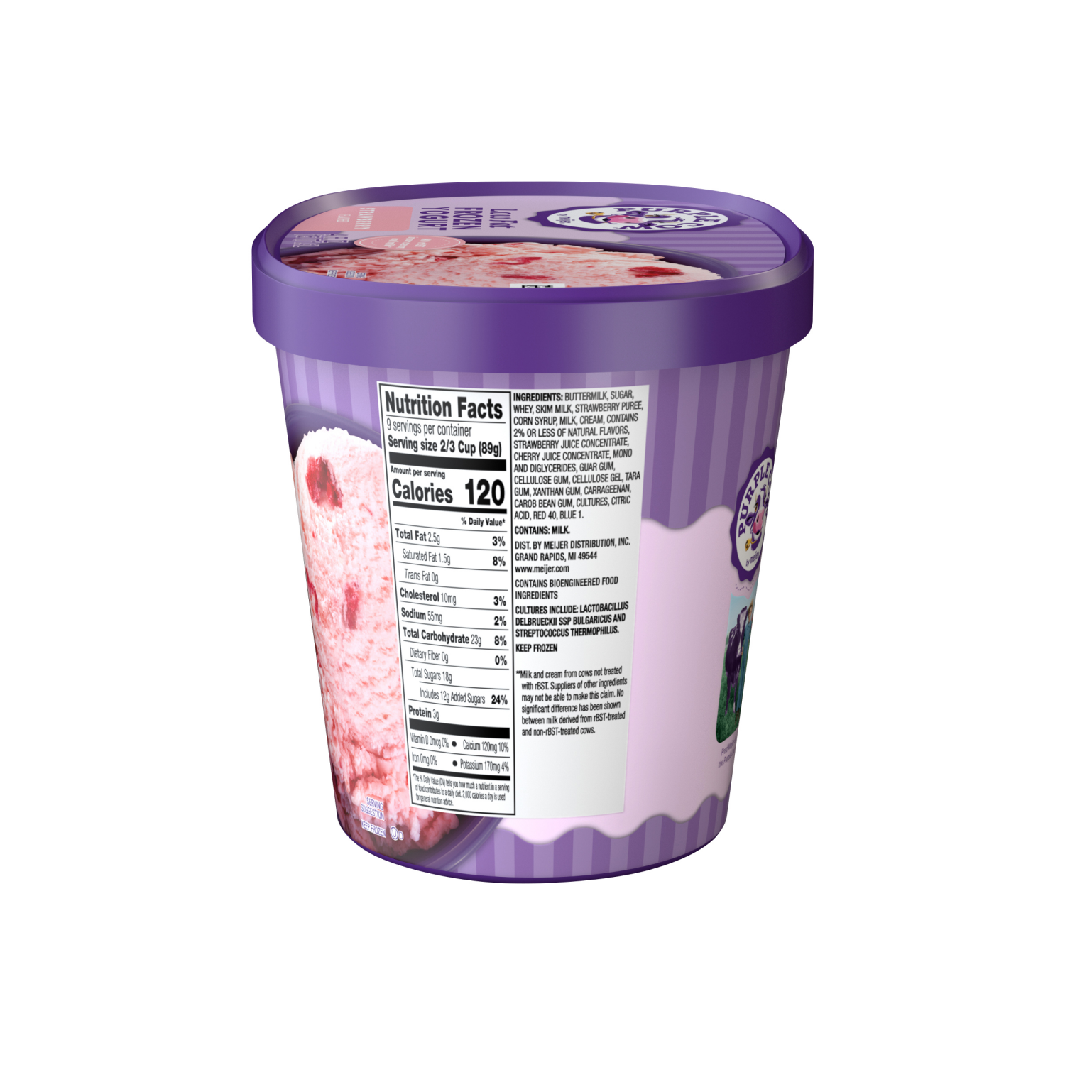 slide 3 of 5, Purple Cow Straw-tastic Strawberry Frozen Yogurt, 1.5 qt