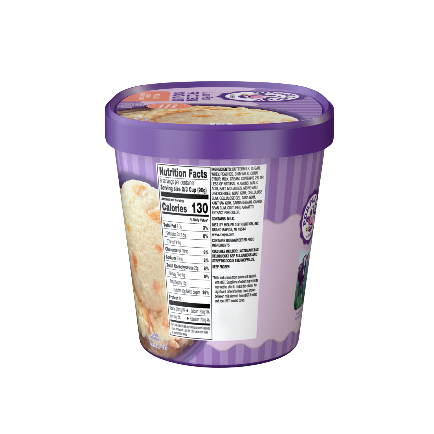 slide 3 of 5, Purple Cow All Peach No Fuzz Peach Frozen Yogurt, 1.5 qt
