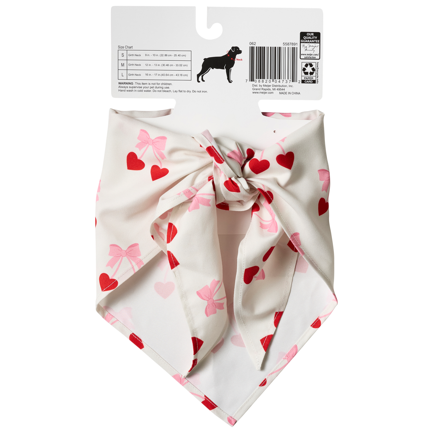 slide 2 of 3, Meijer Mjr Vday Bandana Cherry Bows Size L, LG