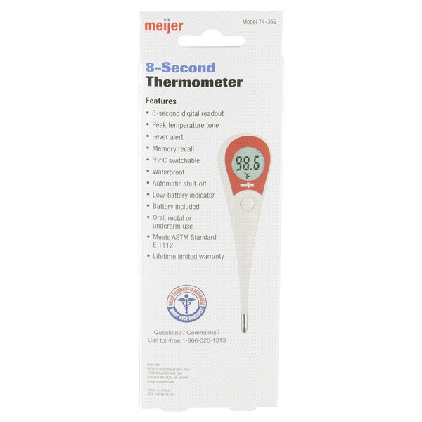 slide 5 of 9, Meijer 8-Second Digital Thermometer, 1 ct