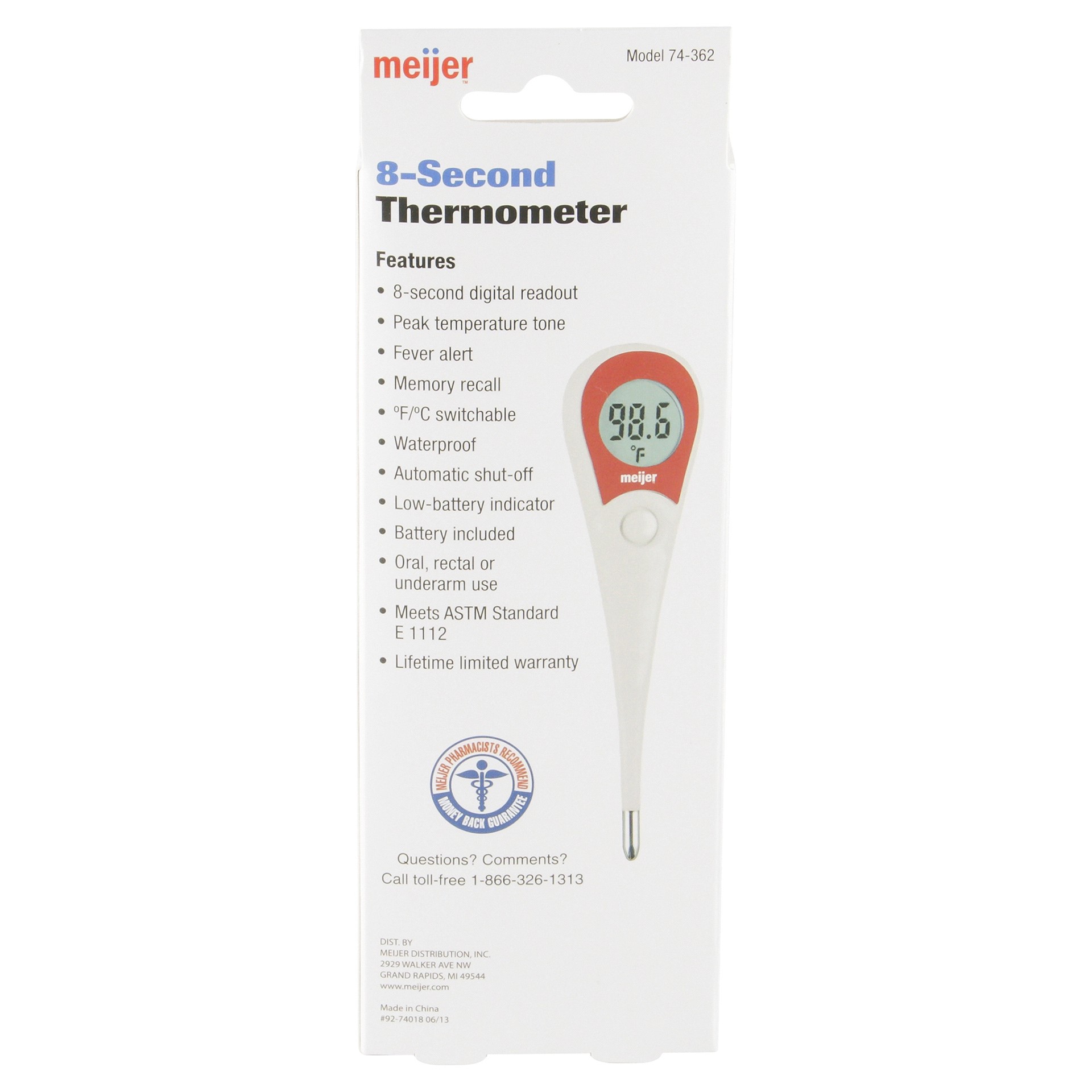 slide 8 of 9, Meijer 8-Second Digital Thermometer, 1 ct