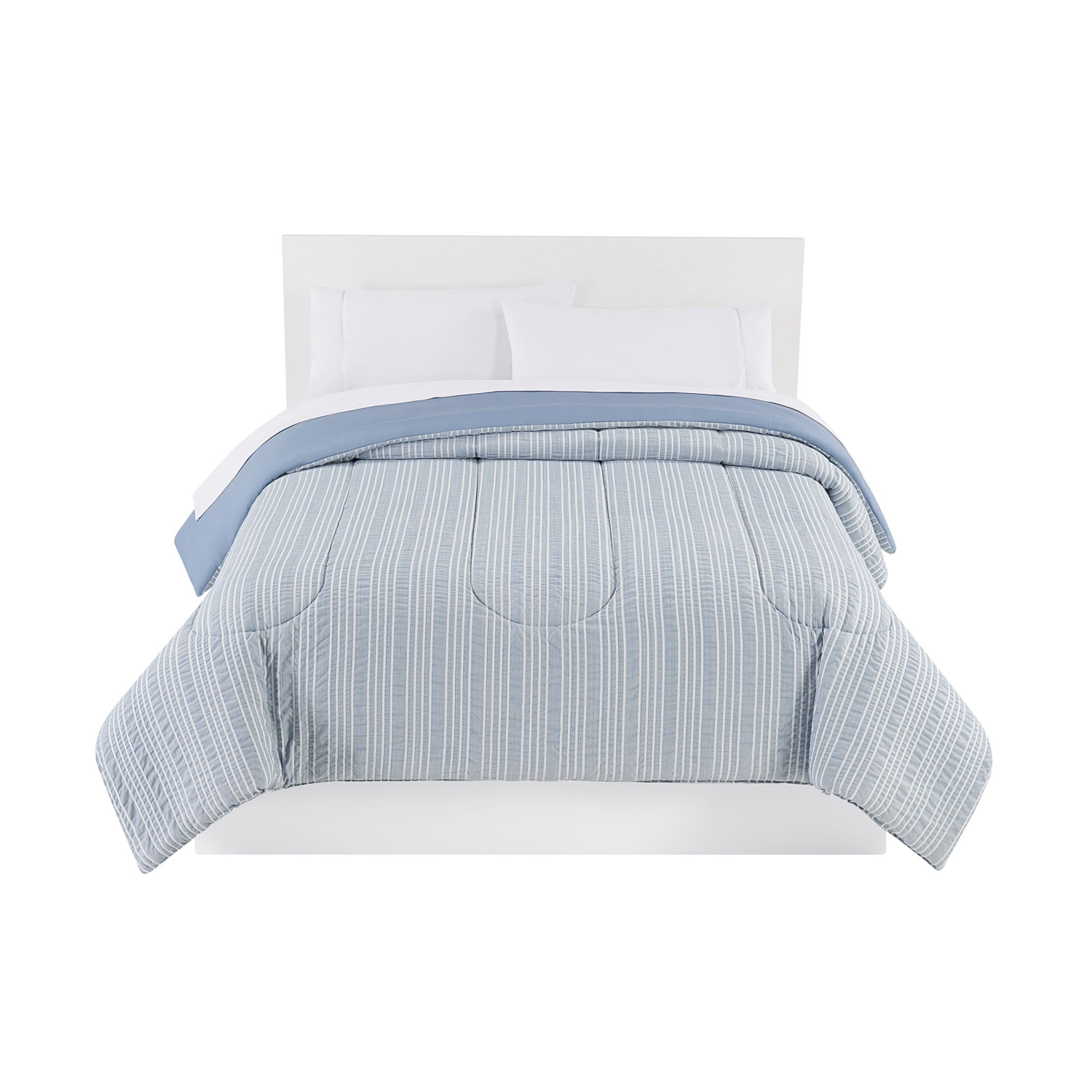 slide 1 of 1, R+R Comforter Poly Seersucker Blue Twin/Twin Xl, t/txlarge