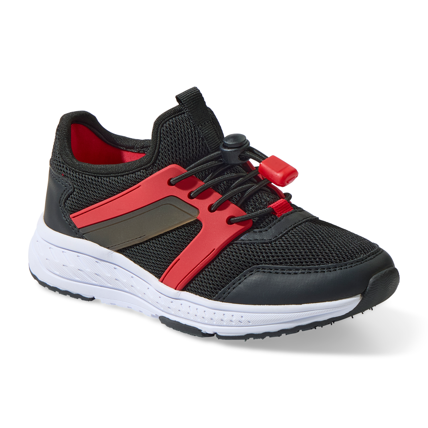 slide 1 of 6, Vively Boys' Star Athletic Shoes, Black/Red, Size 12, Size 12