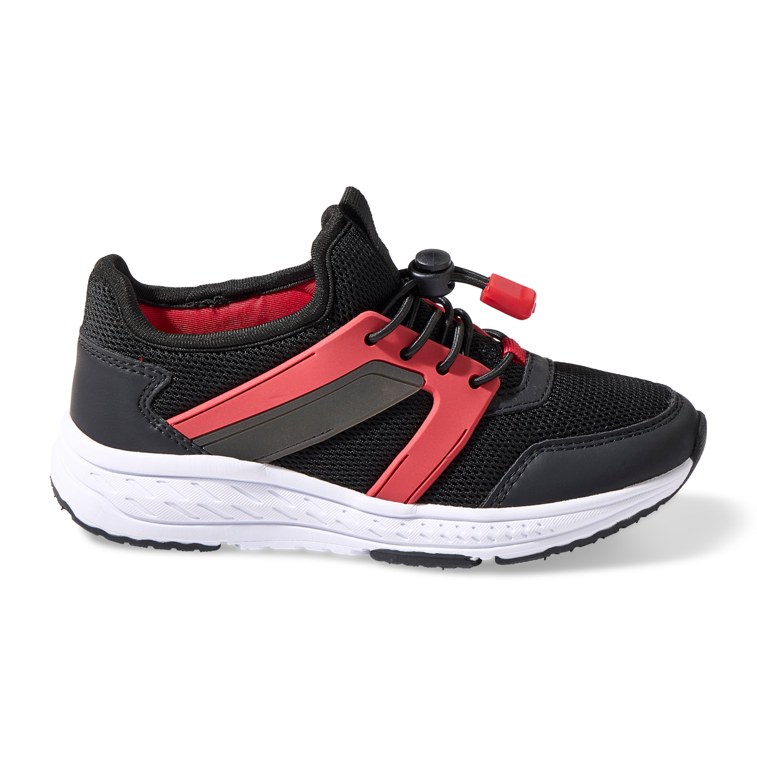 slide 5 of 6, Vively Boys' Star Athletic Shoes, Black/Red, Size 1, Size 1