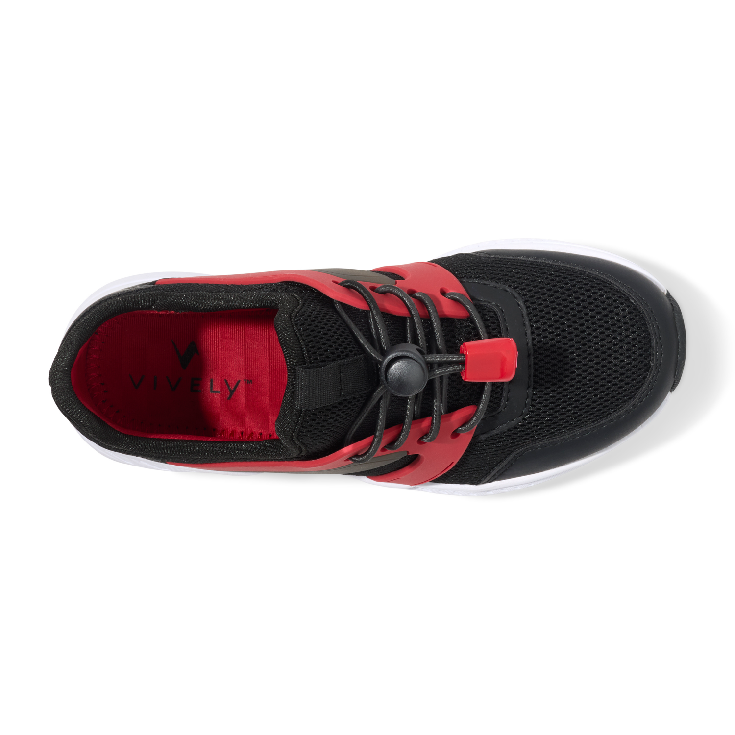slide 6 of 6, Vively Boys' Star Athletic Shoes, Black/Red, Size 1, Size 1