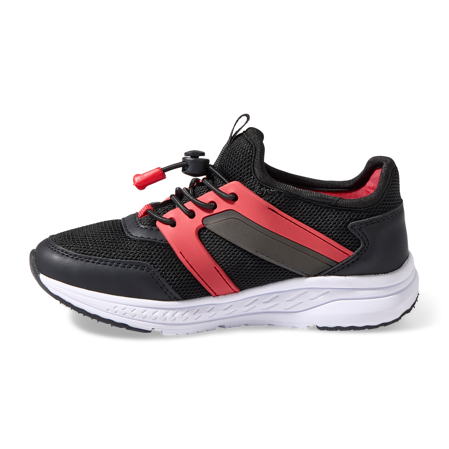 slide 4 of 6, Vively Boys' Star Athletic Shoes, Black/Red, Size 3, Size 3