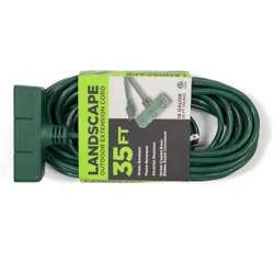 Meijer Landscape Outdoor Extension Cord, 16 Gauge/3 Outlet, Green, 35 Ft