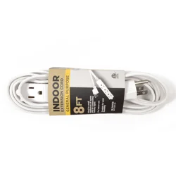 Meijer 3 Outlet Indoor 16/3 Spt-2 Extension Cord White, 8 Ft