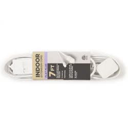 Meijer Household Flat Plug Extension Cord Ec920607, White, 7 Ft