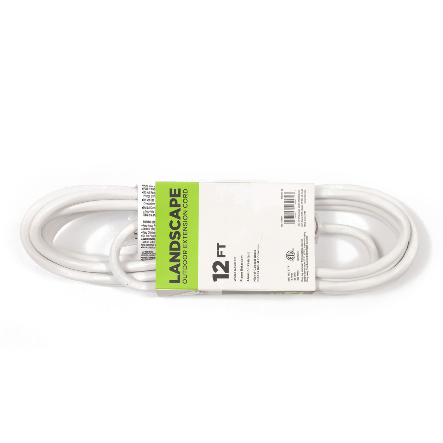 slide 2 of 3, Meijer Landscape Outdoor Extension Cord, Ec883612 White, 12 Ft, 12 ft