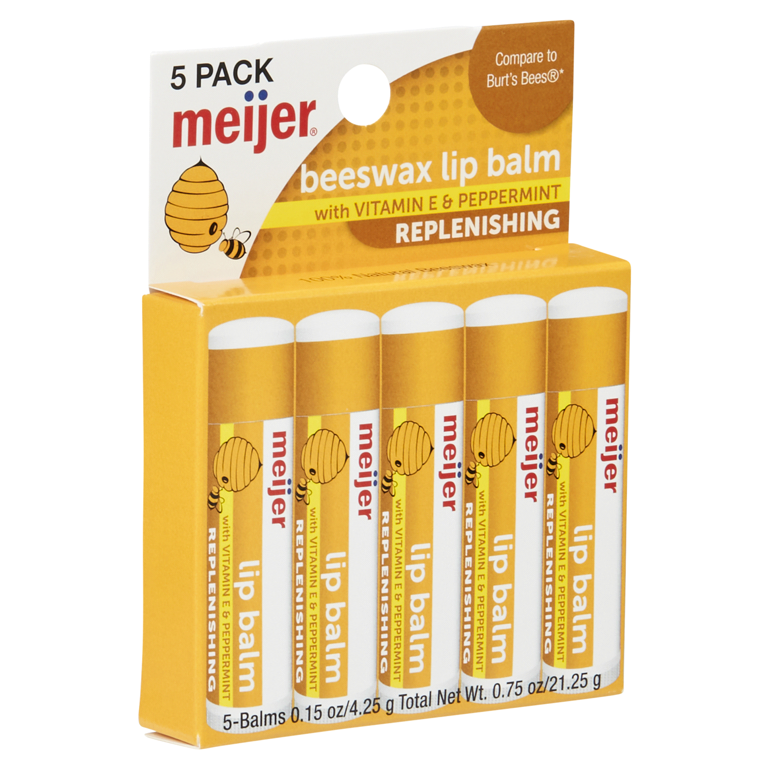 slide 4 of 5, Meijer Beeswax Lip Balm, 5 ct