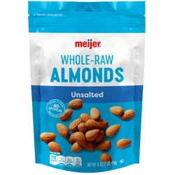 Meijer Whole Unsalted Raw Roasted Almonds - 16 oz