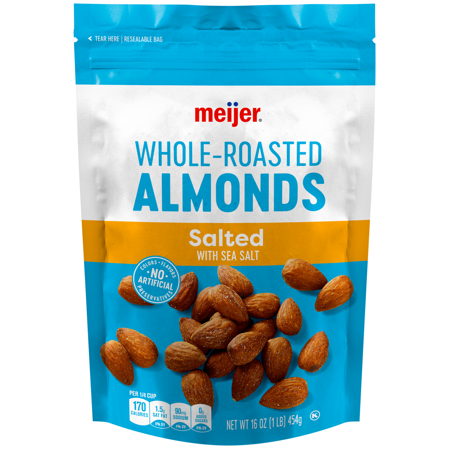 slide 1 of 2, Meijer Whole Salted Roasted Almonds, 16 oz, 16 oz