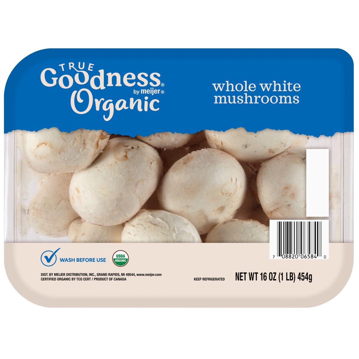 slide 1 of 5, True Goodness Organic Whole White Mushrooms, 16 oz, 16 oz