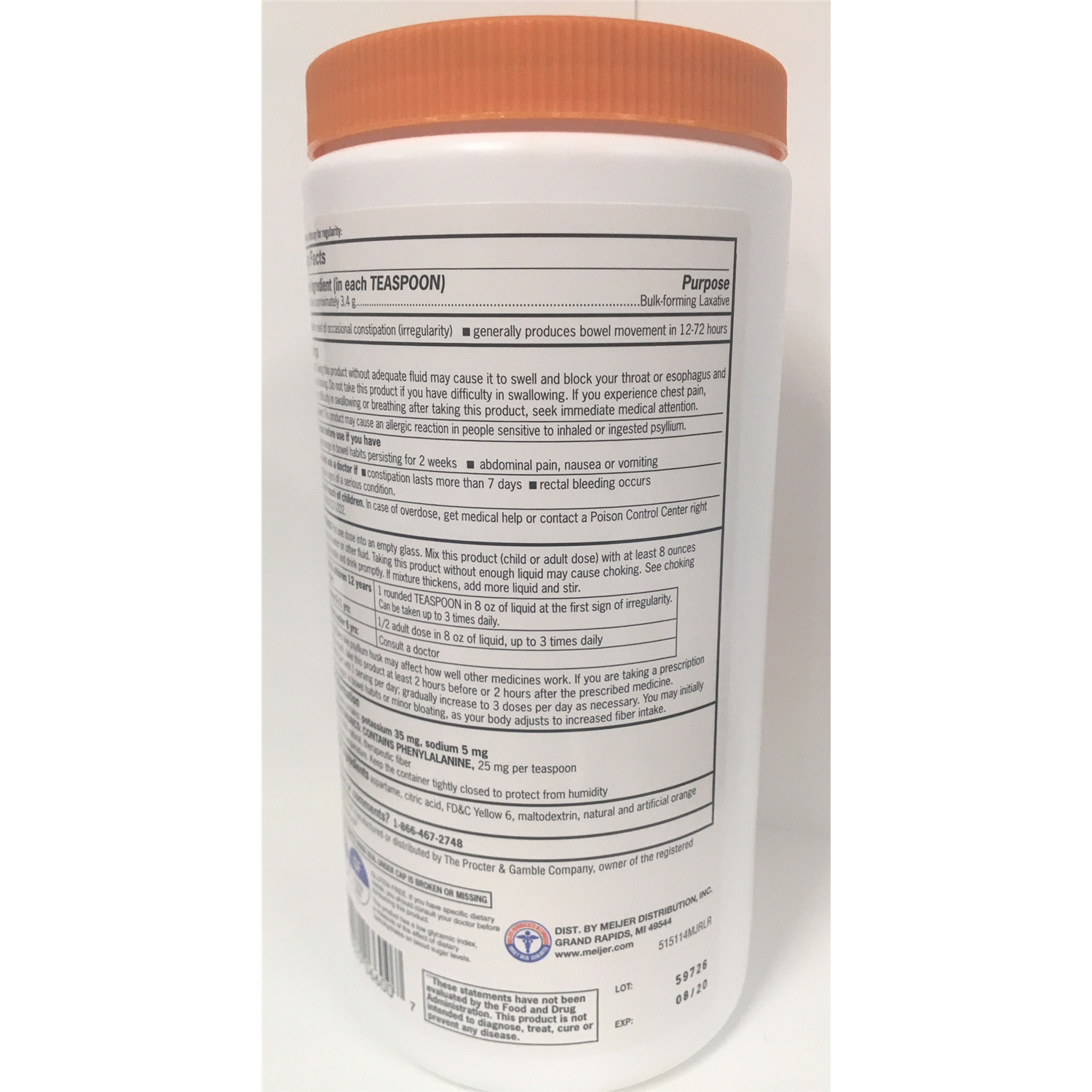 slide 2 of 2, Meijer Natural Fiber Therapy, Orange Smooth, 23.3 oz