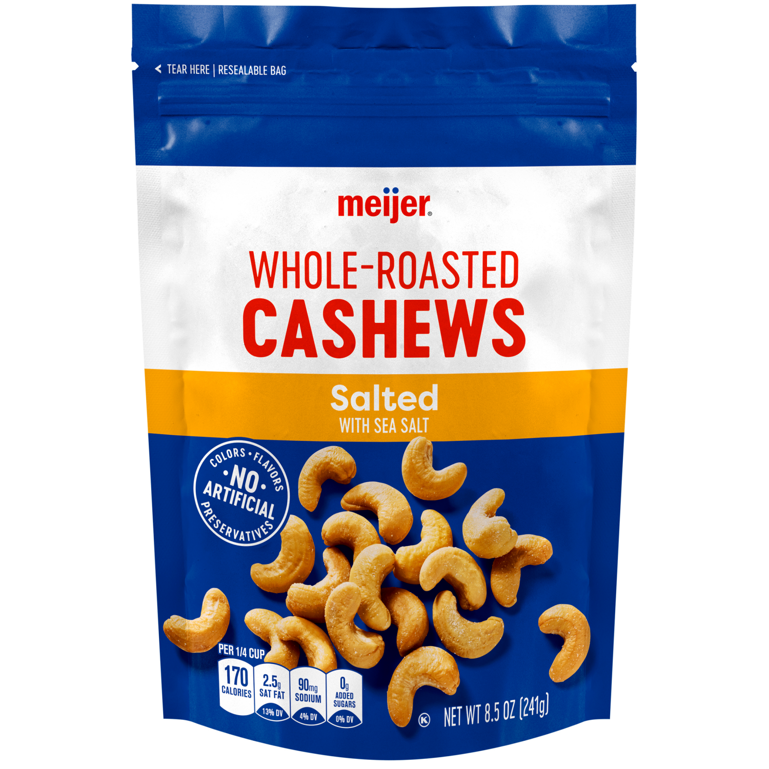 slide 1 of 2, Meijer Salted Whole Roasted Cashews, 8.5 oz