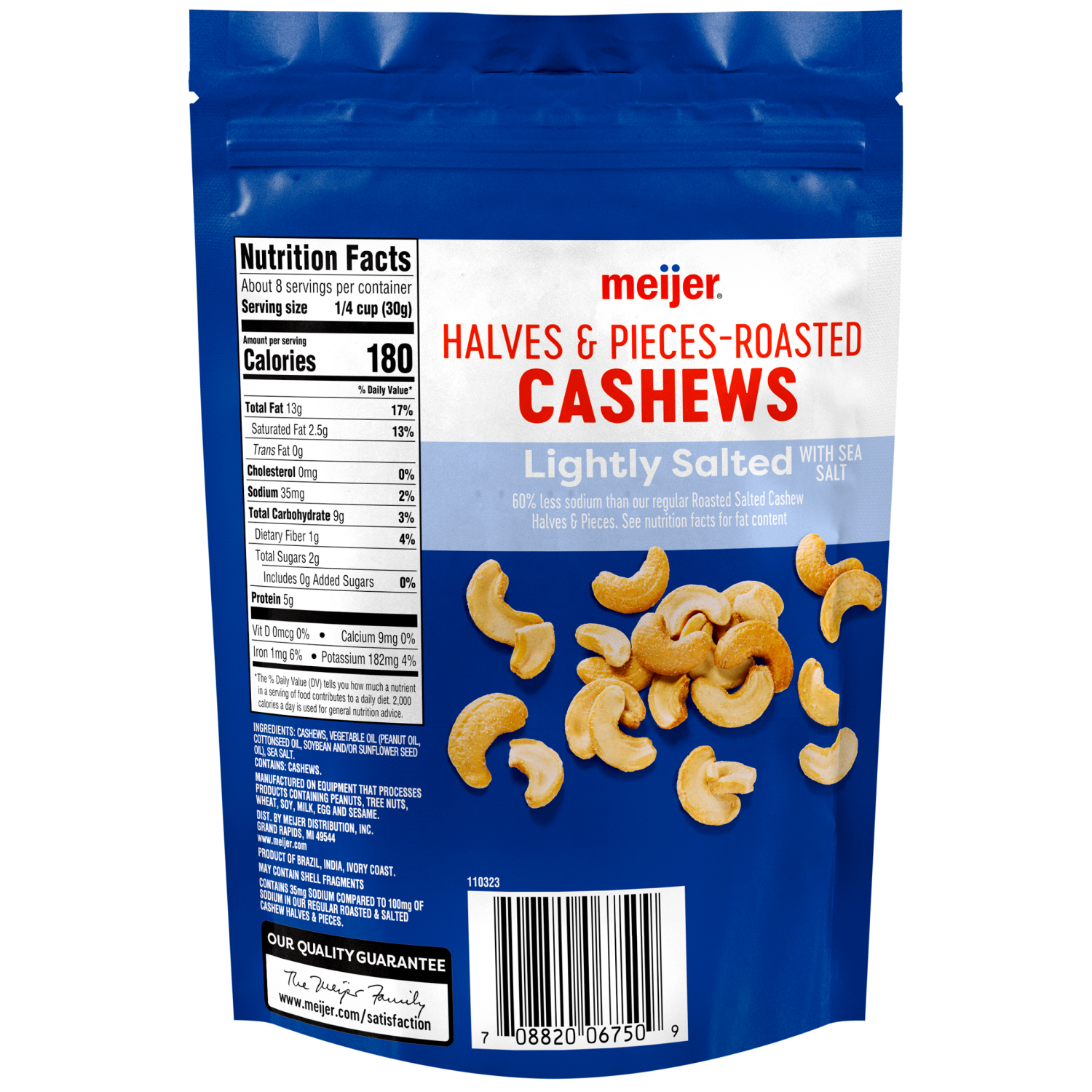 slide 2 of 2, Meijer Lightly Salted Cashews Halves & Pieces, 8 oz
