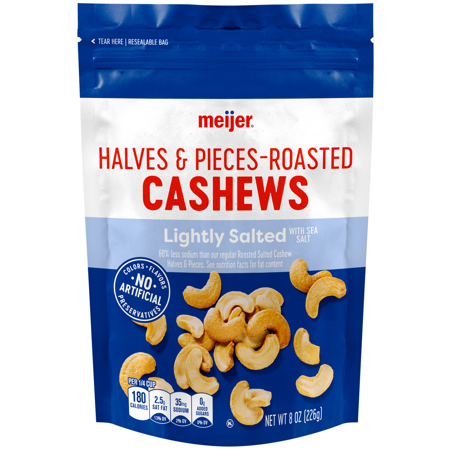 slide 1 of 2, Meijer Lightly Salted Cashews Halves & Pieces, 8 oz