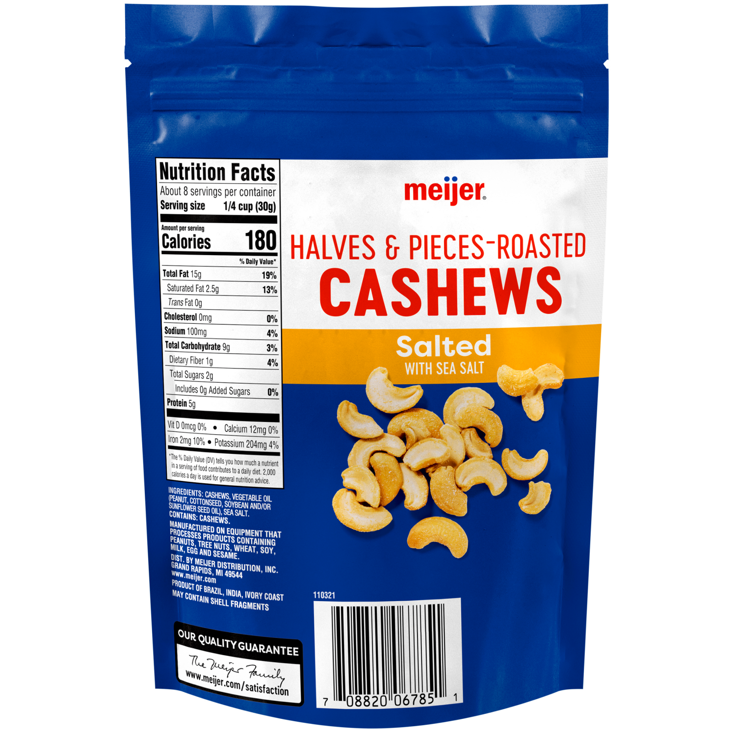 slide 2 of 2, Meijer Salted Cashews Halves & Pieces - 8 oz, 8 oz