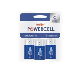 Meijer Powercell Alkaline Battery C, 6pk