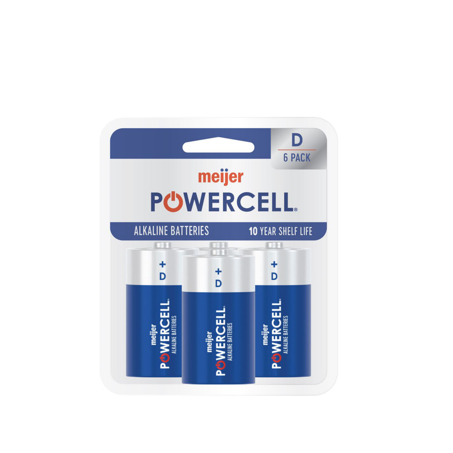 slide 1 of 1, Meijer Powercell Alkaline Battery D, 6Pk, 6 ct