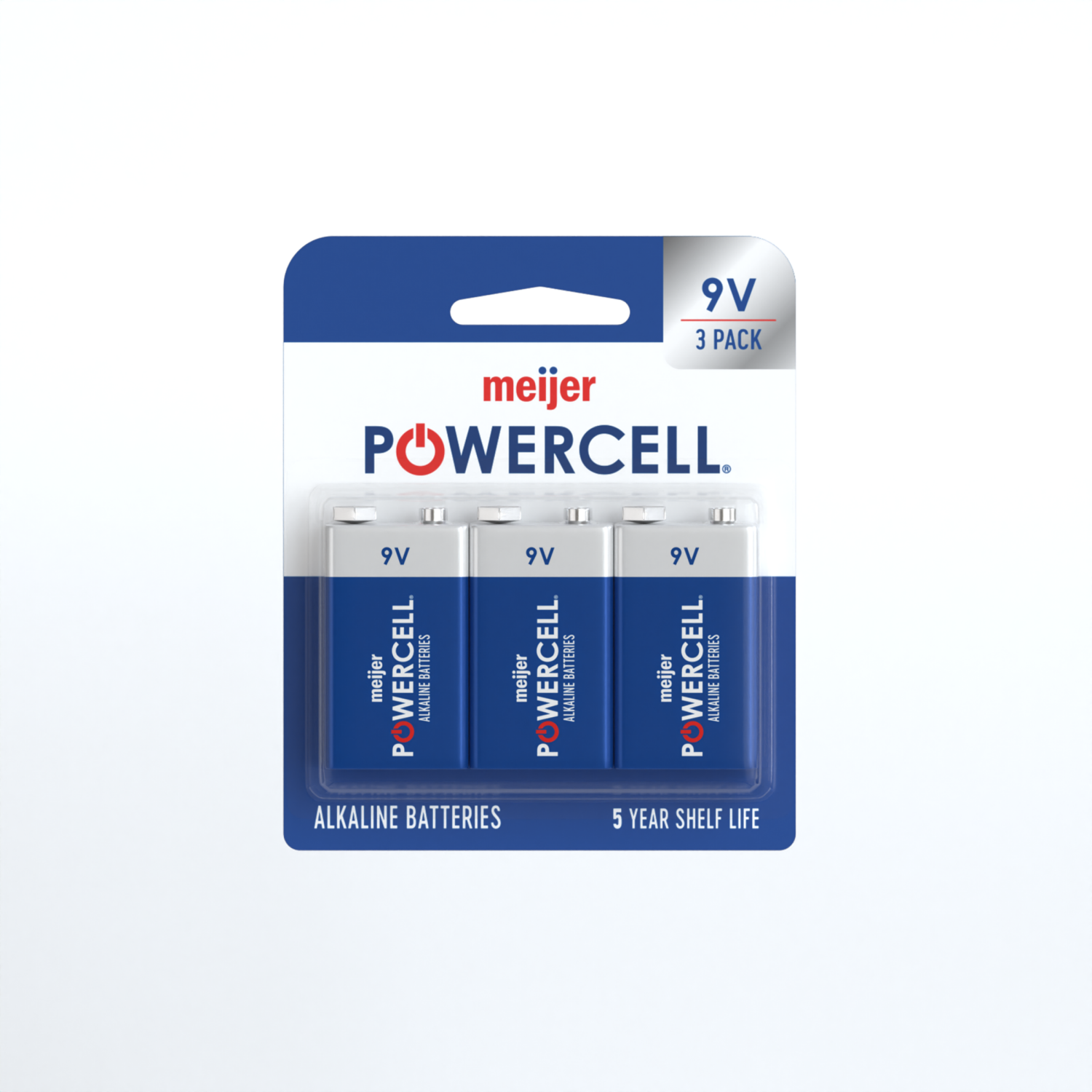 slide 1 of 1, Meijer Powercell Alkaline Battery 9V, 3 ct