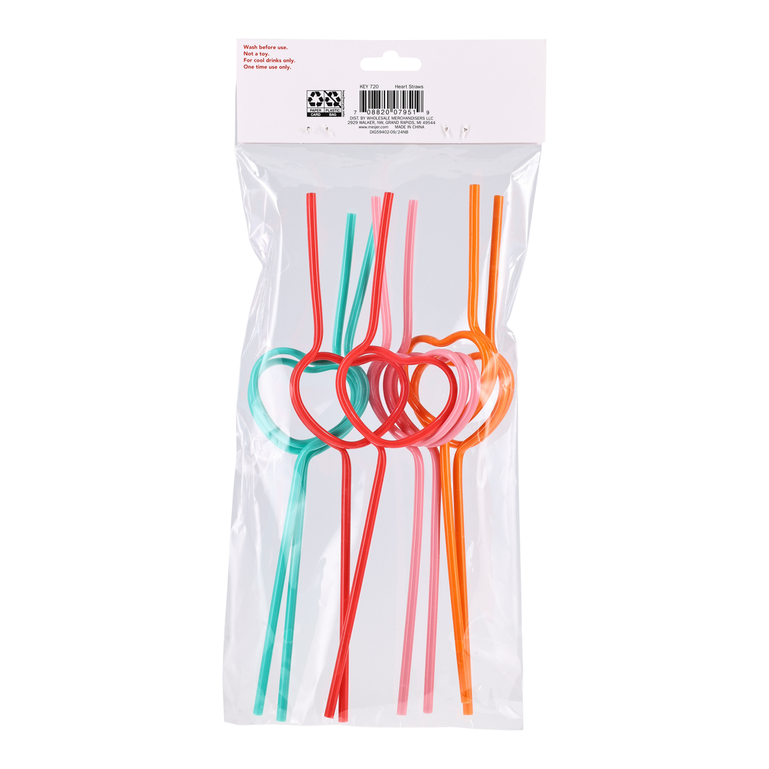 slide 2 of 3, Meijer Corporate Seasonal MJR Valentine Heart Straw 8ct, 8 ct