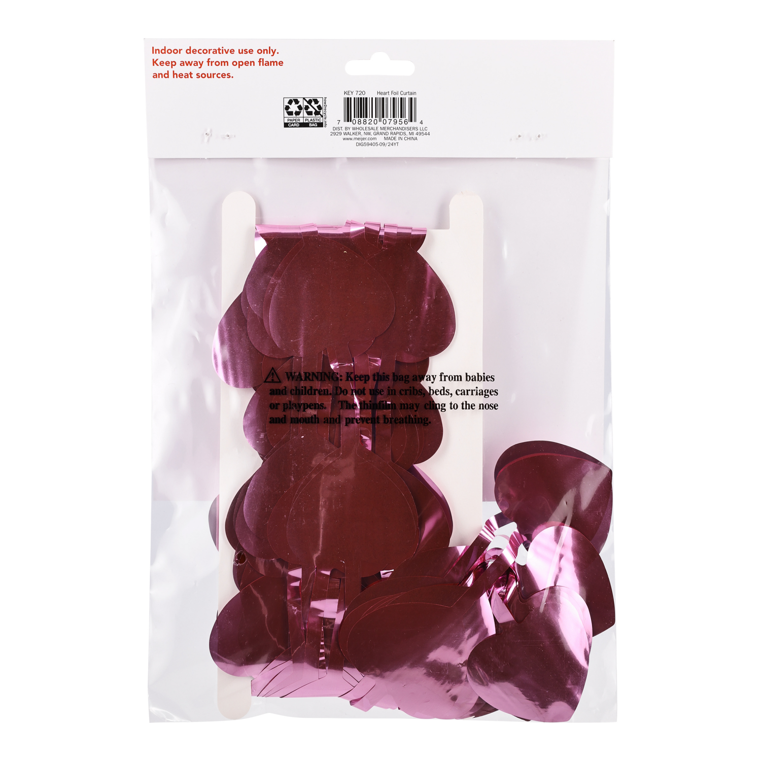 slide 2 of 3, Meijer Corporate Seasonal MJR Valentine Heart Foil Curtain, 78.75 in