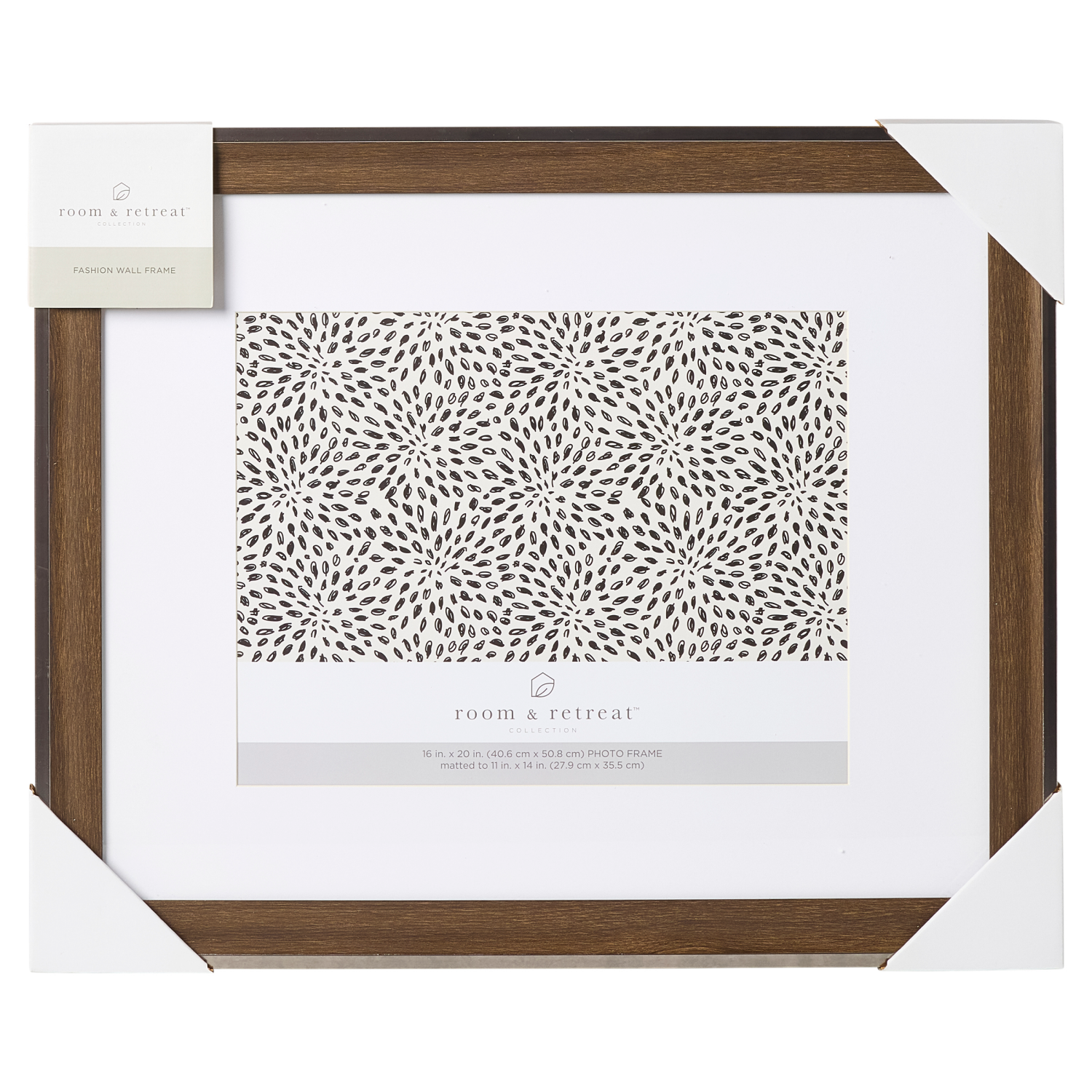 slide 1 of 3, ROOM & RETREAT Room and Retreat Wide Profile Brown Matted Gallery Wall Frame 16x20, 1 ct