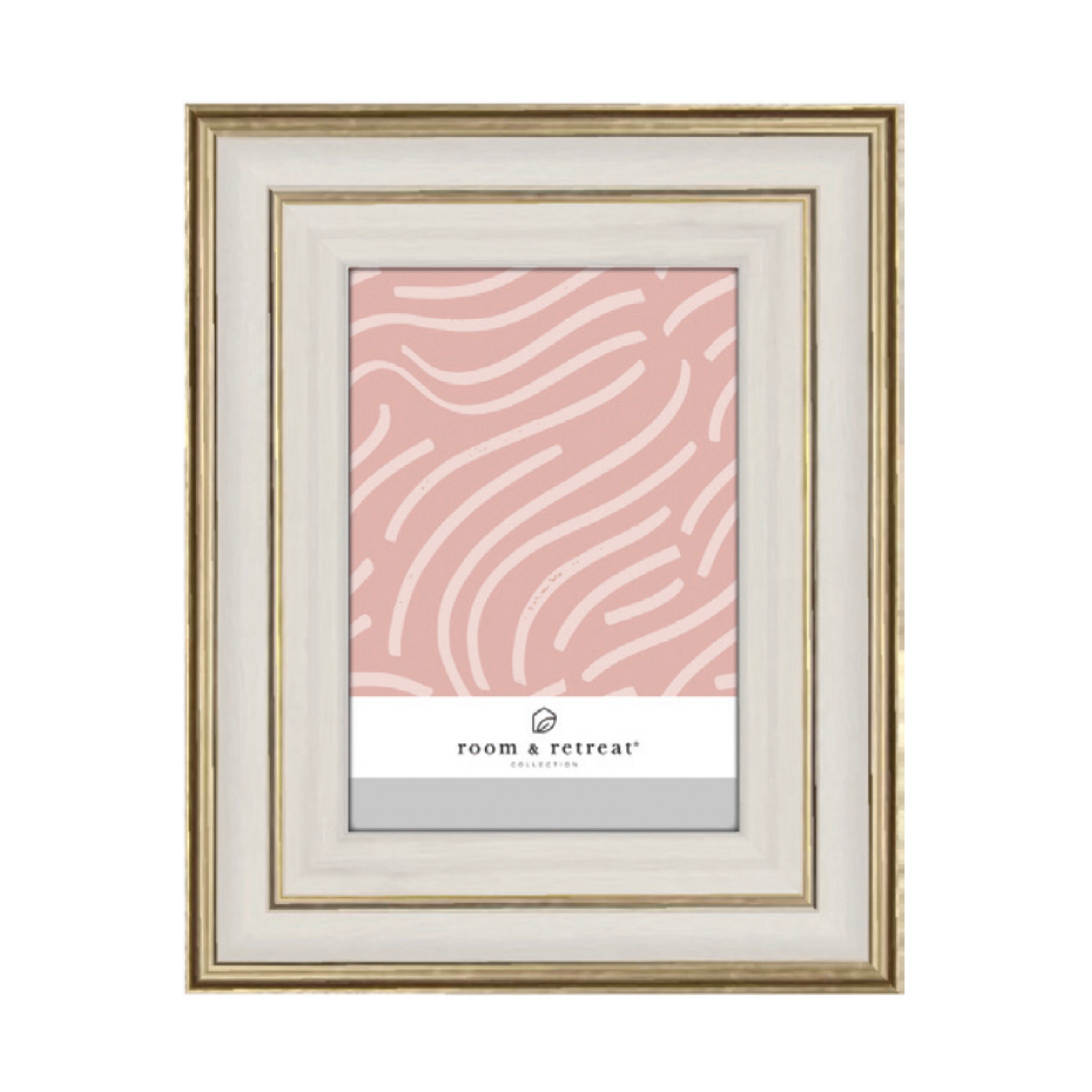 slide 1 of 1, ROOM & RETREAT Room and Retreat Tabletop White and Gold Wide Profile Frame 5X7, 1 ct