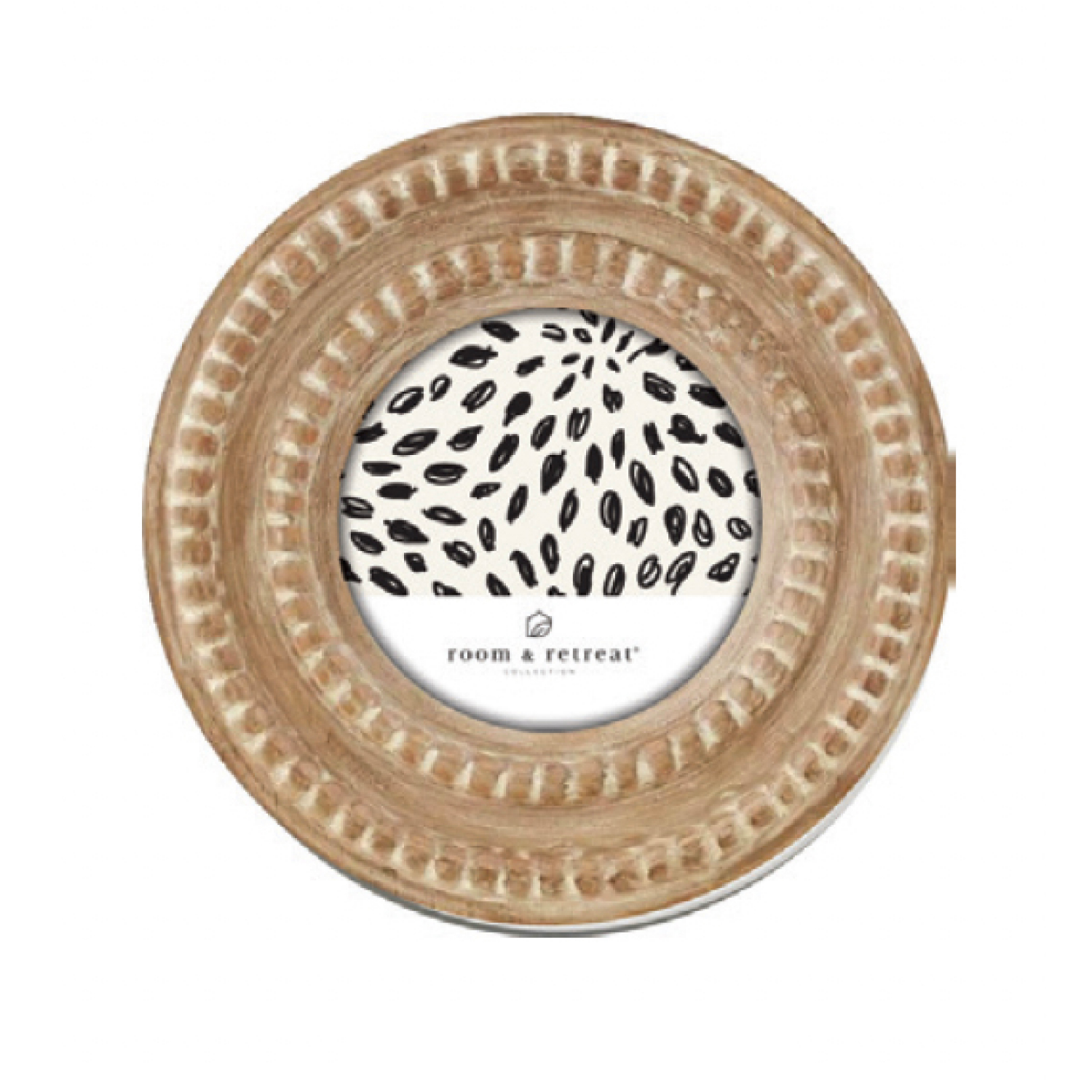 slide 1 of 1, ROOM & RETREAT Room and Retreat Tabletop Round Carved Natural Frame 4X4, 1 ct